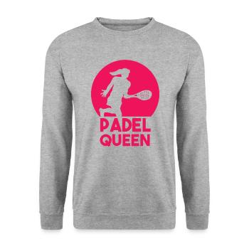 Padel Paddel Tennis Sport Königin Herz I Geschenk - Unisex Pullover - Weißgrau meliert - Vorne - Alina (178cm) & Michal (187cm)