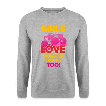 Monster Truck Tire Girls Women I Gift Idea - Unisex Sweatshirt - salt & pepper - Front - Alina (178cm) & Michal (187cm)
