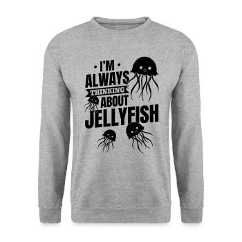 Jellyfishes Jellyfish I always think of jellyfish - Unisex Sweatshirt - salt & pepper - Front - Alina (178cm) & Michal (187cm)
