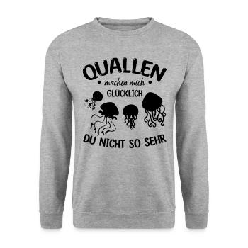 Quallen machen mich glücklich du nicht so sehr I - Unisex Pullover - Weißgrau meliert - Vorne - Alina (178cm) & Michal (187cm)