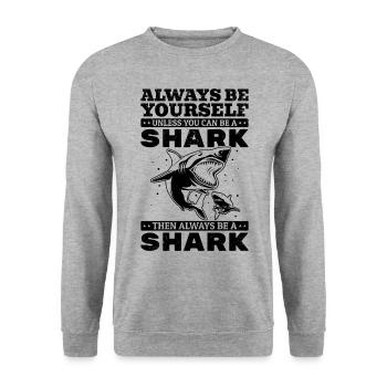 White Shark Ich bin immer du selbst, es sei denn - Unisex Pullover - Weißgrau meliert - Vorne - Alina (178cm) & Michal (187cm)