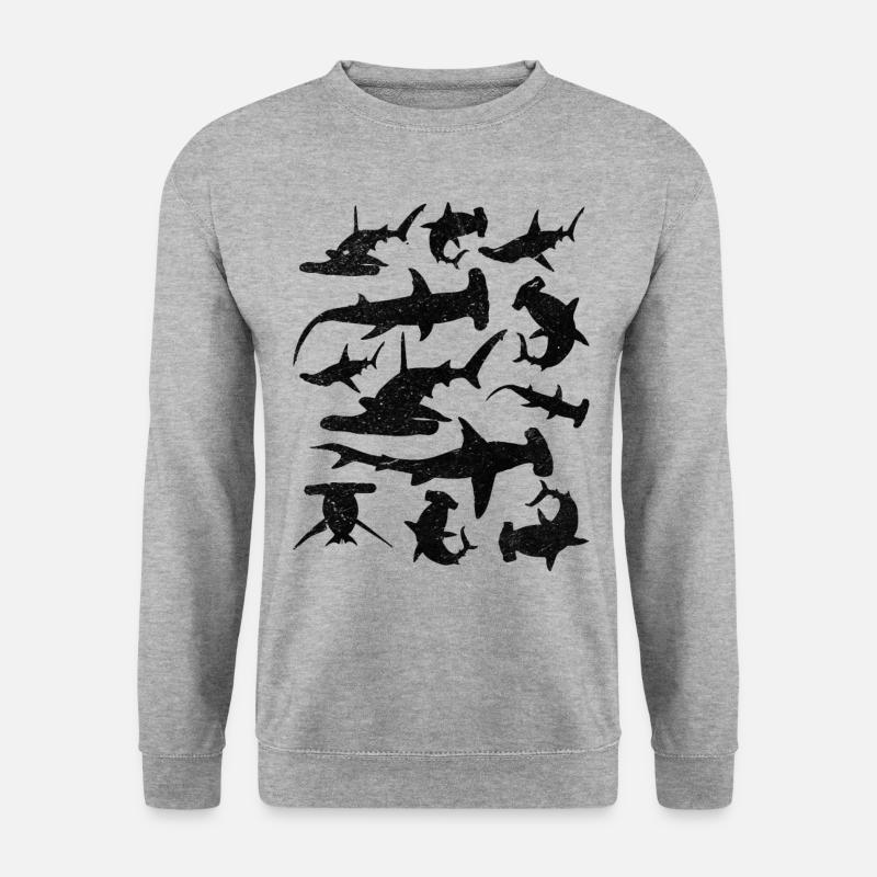 Hammerhai Fisch Großer weißer Hai Hammerhai - Unisex Pullover - Weißgrau meliert