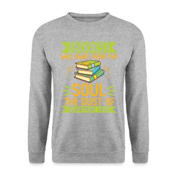 Les livres étaient loin de l’âme Bookworm lisant le livre - Sweat-shirt Unisexe - gris chiné - Devant - Alina (178cm) & Michal (187cm)