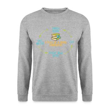 Cycle Of A Book-Hangover-Bookworm-Reading Book - Unisex Sweatshirt - salt & pepper - Front - Alina (178cm) & Michal (187cm)