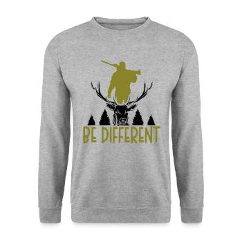 Animal Nature Montagne Chasse cerf Camping Camping Camper - Sweat-shirt Unisexe - gris chiné - Devant - Alina (178cm) & Michal (187cm)