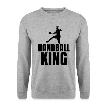 Handball König Handballspieler Sport Spiel - Unisex Pullover - Weißgrau meliert - Vorne - Alina (178cm) & Michal (187cm)
