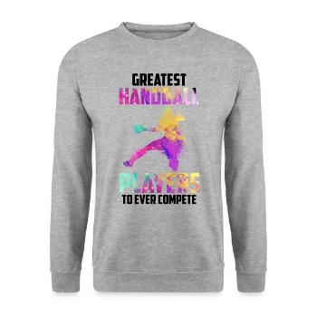 Greatest Handball Player Sport Game Handball - Unisex Sweatshirt - salt & pepper - Front - Alina (178cm) & Michal (187cm)