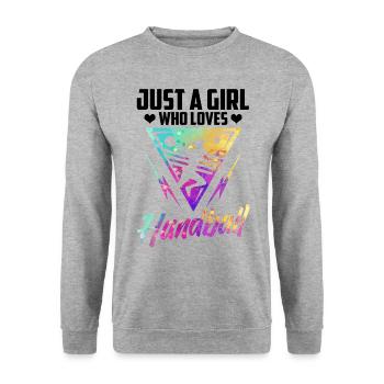 Mädchen, Das Handballspieler Liebt Sportspiel - Unisex Pullover - Weißgrau meliert - Vorne - Alina (178cm) & Michal (187cm)