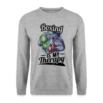 Boxing Is My Therapy - Unisex Sweatshirt - salt & pepper - Front - Alina (178cm) & Michal (187cm)
