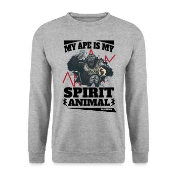 Mon singe est mon animal spirituel - Sweat-shirt Unisexe - gris chiné - Devant - Alina (178cm) & Michal (187cm)