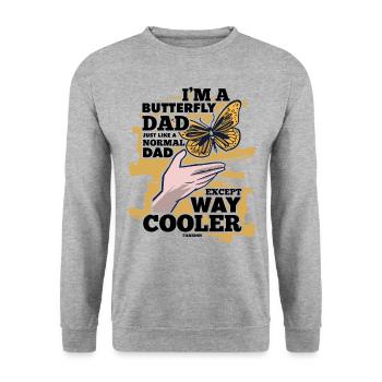 I'm A Butterfly Dad Just Like A Normal Dad Except - Unisex Pullover - Weißgrau meliert - Vorne - Alina (178cm) & Michal (187cm)