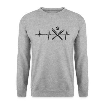 Spielen Baseball Heartbeat Baseballspiel - Unisex Pullover - Weißgrau meliert - Vorne - Alina (178cm) & Michal (187cm)