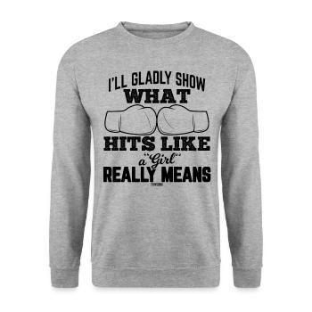 Boxing Match Girl Boxing Gift - Unisex Sweatshirt - salt & pepper - Front - Alina (178cm) & Michal (187cm)
