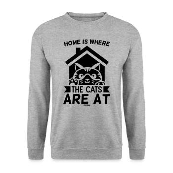 Refuge pour animaux Chat Chat Ami Cadeau - Sweat-shirt Unisexe - gris chiné - Devant - Alina (178cm) & Michal (187cm)