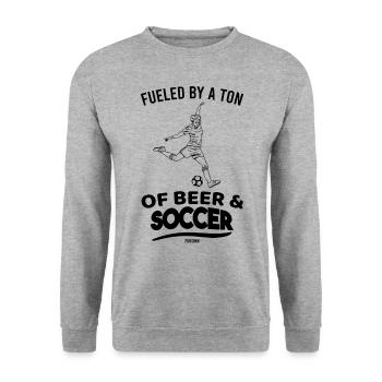 Football Game Father's Day Beer Gift - Unisex Sweatshirt - salt & pepper - Front - Alina (178cm) & Michal (187cm)