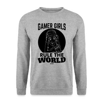 Girls Gaming Online Internet Gaming - Unisex Sweatshirt - salt & pepper - Front - Alina (178cm) & Michal (187cm)