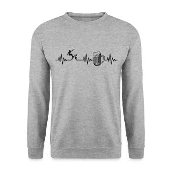 Surfboard Wave Surfer WaterSurfer Beer Heartbeat - Sweat-shirt Unisexe - gris chiné - Devant - Alina (178cm) & Michal (187cm)