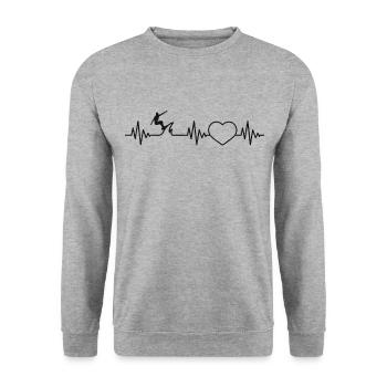 Surfboard Surfer Wellenreiten Wassersurfer - Unisex Pullover - Weißgrau meliert - Vorne - Alina (178cm) & Michal (187cm)