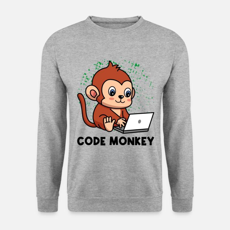 Code Monkey Programming Coder Computer Geek Develo - Unisex Pullover - Weißgrau meliert