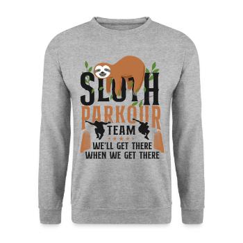 Parkour Free Running Traceur Sloth - Unisex Sweatshirt - salt & pepper - Front - Alina (178cm) & Michal (187cm)
