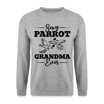 Sexy Papagei Oma Ever Papageienvogel Oma - Unisex Pullover - Weißgrau meliert - Vorne - Alina (178cm) & Michal (187cm)