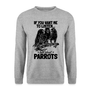Lustiger Papagei I Wenn du willst, dass ich - Unisex Pullover - Weißgrau meliert - Vorne - Alina (178cm) & Michal (187cm)