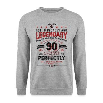 Vintage Legendary - Aged perfectly 90th birthday - Unisex Sweatshirt - salt & pepper - Front - Alina (178cm) & Michal (187cm)