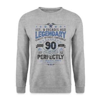 Vintage Legendary - Aged perfectly 90th birthday - Unisex Sweatshirt - salt & pepper - Front - Alina (178cm) & Michal (187cm)