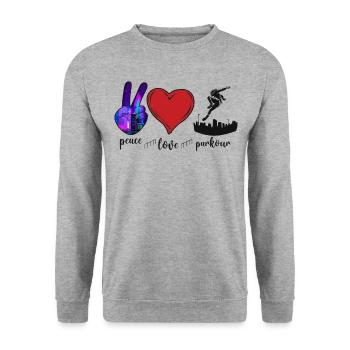 Parkour Free Running Traceur Fille - Sweat-shirt Unisexe - gris chiné - Devant - Alina (178cm) & Michal (187cm)