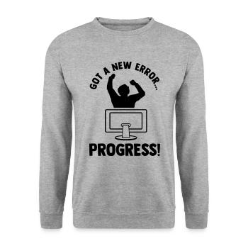 Got A New Error Progress Coder Software Developer - Unisex Pullover - Weißgrau meliert - Vorne - Alina (178cm) & Michal (187cm)