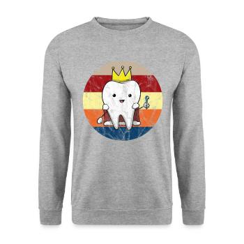 Zahnarzt Zahnarzthelferin Zahnbürste I Geschenk - Unisex Pullover - Weißgrau meliert - Vorne - Alina (178cm) & Michal (187cm)