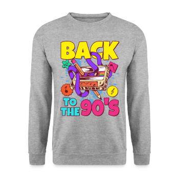 90s Outfit Party 90s Motto Mixtape Cassette - Sweat-shirt Unisexe - gris chiné - Devant - Alina (178cm) & Michal (187cm)