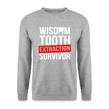 wisdom tooth extraction survivor, wisdom teeth - Unisex Pullover - Weißgrau meliert - Vorne - Alina (178cm) & Michal (187cm)