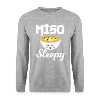miso sleepy, japanese food, miso - Unisex Sweatshirt - salt & pepper - Front - Alina (178cm) & Michal (187cm)