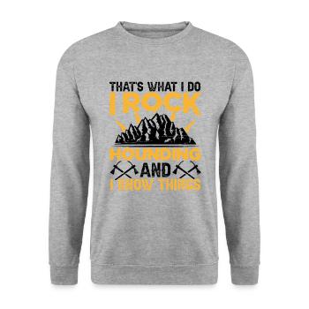 C’est ce que je fais Je Rocking Géologie - Sweat-shirt Unisexe - gris chiné - Devant - Alina (178cm) & Michal (187cm)