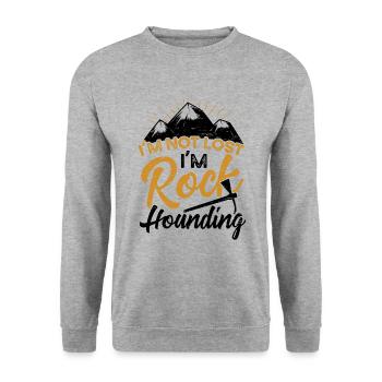 Ich Bin Nicht Verloren, Ich Bin Rock Hounding - Unisex Pullover - Weißgrau meliert - Vorne - Alina (178cm) & Michal (187cm)