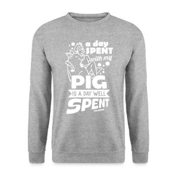 Cochon - Sweat-shirt Unisexe - gris chiné - Devant - Alina (178cm) & Michal (187cm)