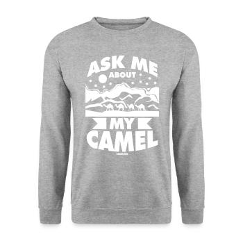 Posez-moi des questions sur mon chameau - Sweat-shirt Unisexe - gris chiné - Devant - Alina (178cm) & Michal (187cm)