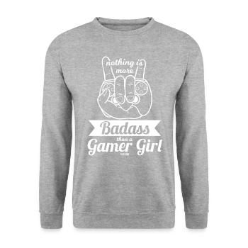 console de jeu cool pour filles - Sweat-shirt Unisexe - gris chiné - Devant - Alina (178cm) & Michal (187cm)