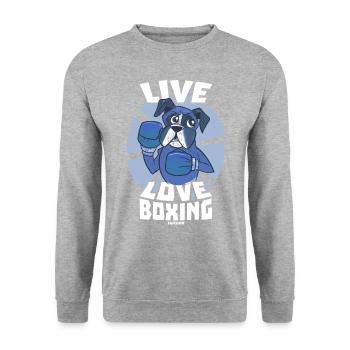Live Love Boxing - Unisex Pullover - Weißgrau meliert - Vorne - Alina (178cm) & Michal (187cm)