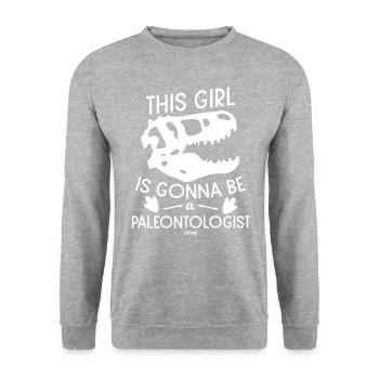 This Girl Is Gonna Be A Paleontologist - Unisex Sweatshirt - salt & pepper - Front - Alina (178cm) & Michal (187cm)