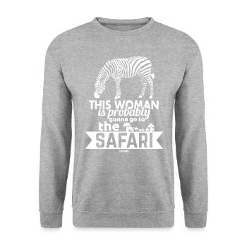 Voyage Safari Zebra Femme - Sweat-shirt Unisexe - gris chiné - Devant - Alina (178cm) & Michal (187cm)