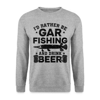 I'd Rather Be Gar Fishing and Drinking Beer - Unisex Sweatshirt - salt & pepper - Front - Alina (178cm) & Michal (187cm)