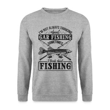 Garfishing - I don't always think of Garfishing - Unisex Sweatshirt - salt & pepper - Front - Alina (178cm) & Michal (187cm)