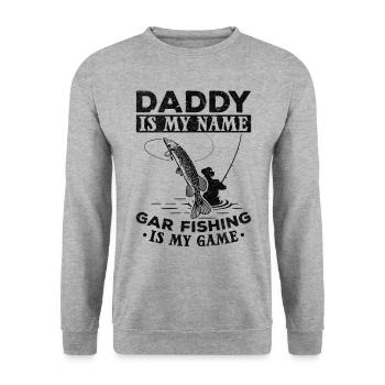 Dad is my name Gar Fishing is my game - Unisex Sweatshirt - salt & pepper - Front - Alina (178cm) & Michal (187cm)