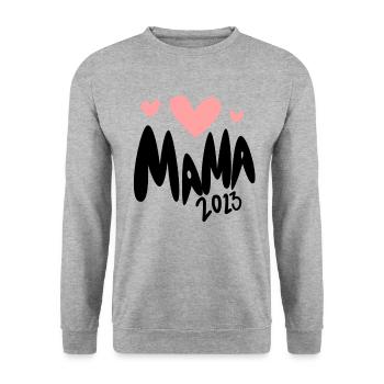 Mama 2023 loading - Werdende Mutter 2023 - Unisex Pullover - Weißgrau meliert - Vorne - Alina (178cm) & Michal (187cm)