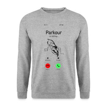Parkour Free Running Traceur Téléphone - Sweat-shirt Unisexe - gris chiné - Devant - Alina (178cm) & Michal (187cm)