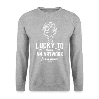 Chanceux d’avoir une œuvre d’art pour une maman - Sweat-shirt Unisexe - gris chiné - Devant - Alina (178cm) & Michal (187cm)