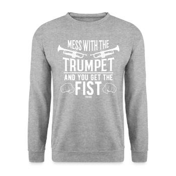 Trompetenspieler Musikschule Orchester - Unisex Pullover - Weißgrau meliert - Vorne - Alina (178cm) & Michal (187cm)