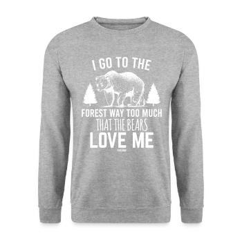 Je vais dans la forêt - Sweat-shirt Unisexe - gris chiné - Devant - Alina (178cm) & Michal (187cm)